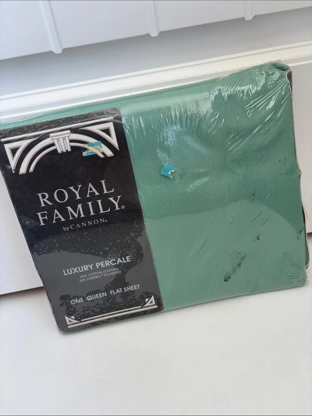 Vintage CANNON Royal Family Luxury Percale Queen Flat Sheet Green 90 X 120